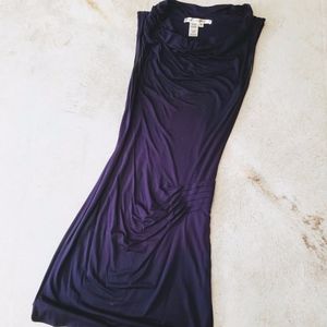 Max Studio Cowl Neck Navy Shift Dress Size: S